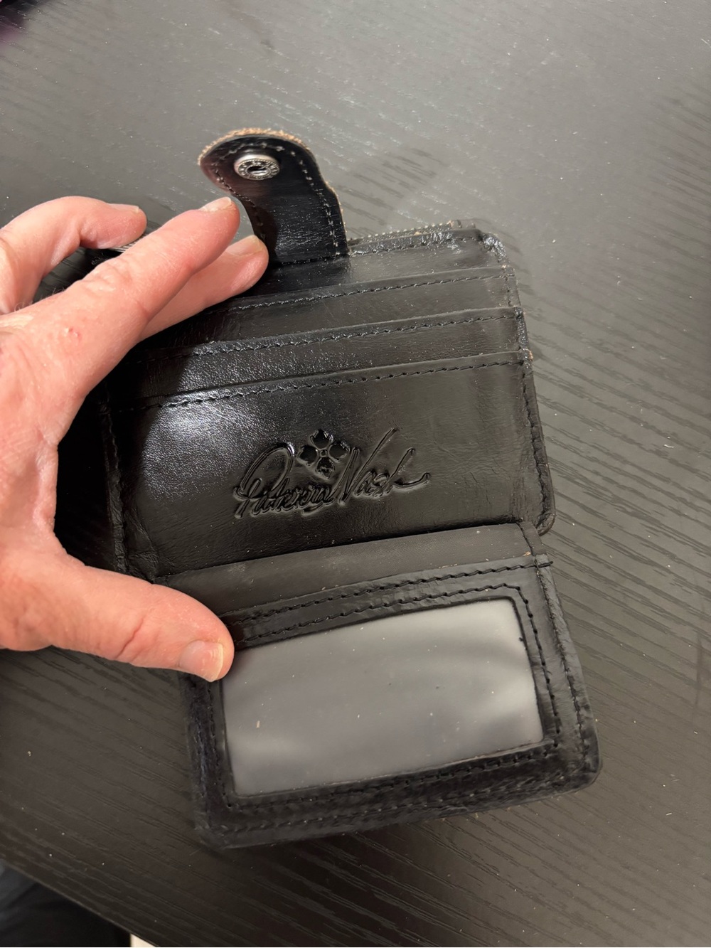 Patricia Nash Black Leather Womens Card Wallet with ID Window